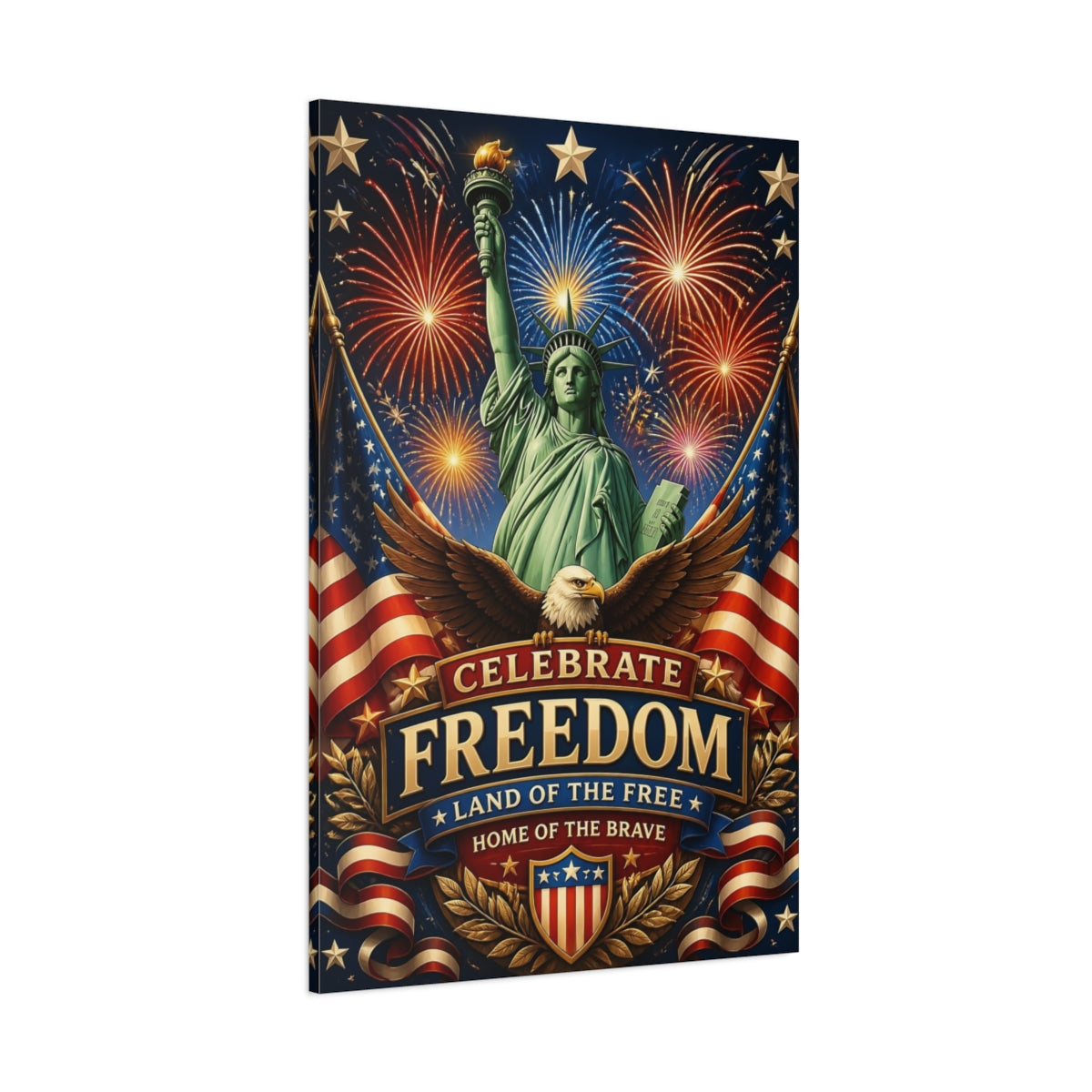 Side Mockup 1. Celebrate Freedom shown as canvas print