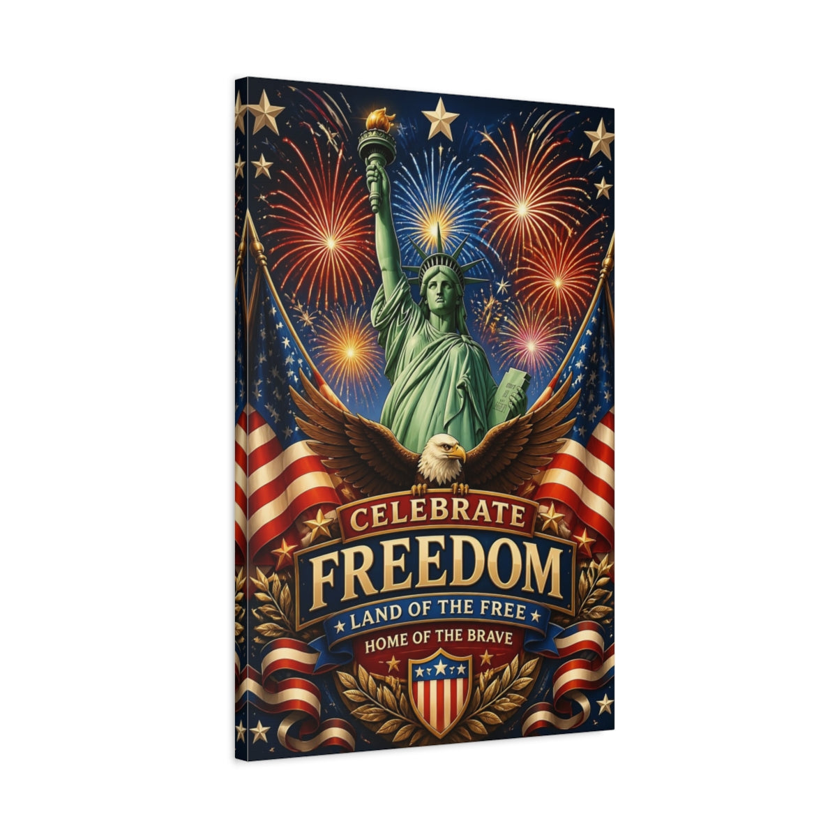 Side Mockup 2. Celebrate Freedom shown as canvas print