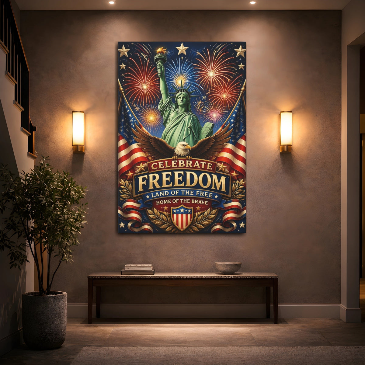 Mockup 2. Celebrate Freedom shown as canvas print