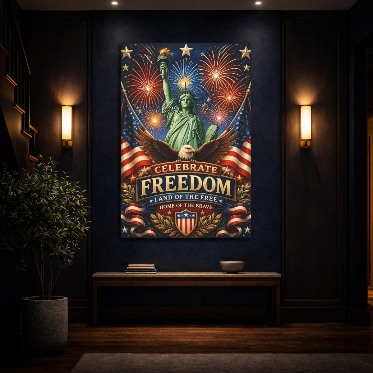Mockup 4. Celebrate Freedom shown as canvas print