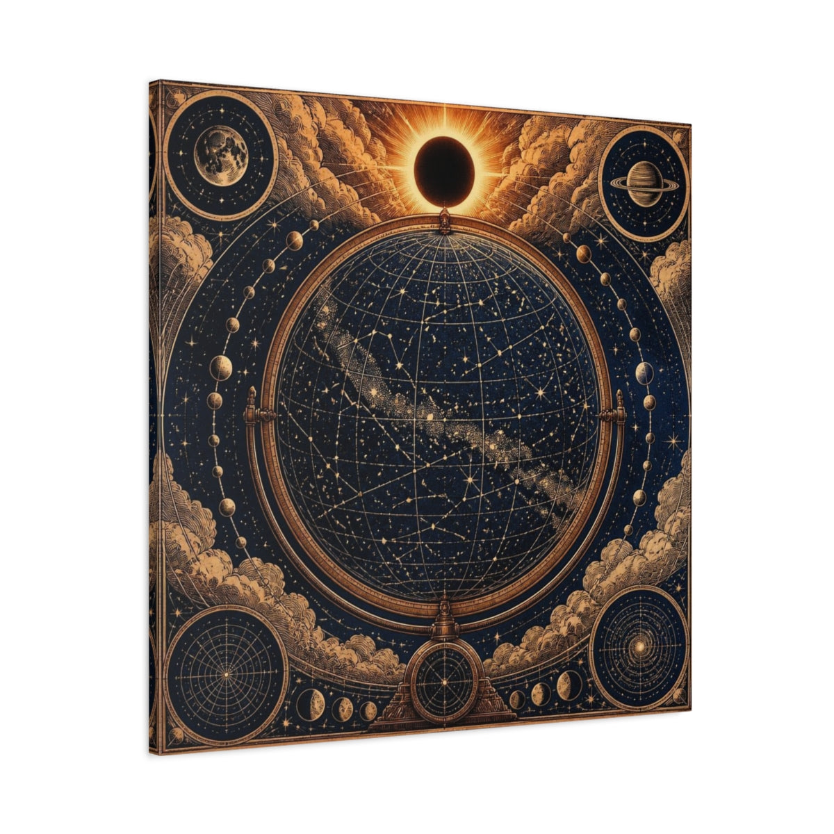 Main Mockup. Celestial Globe Star Map shown as canvas print