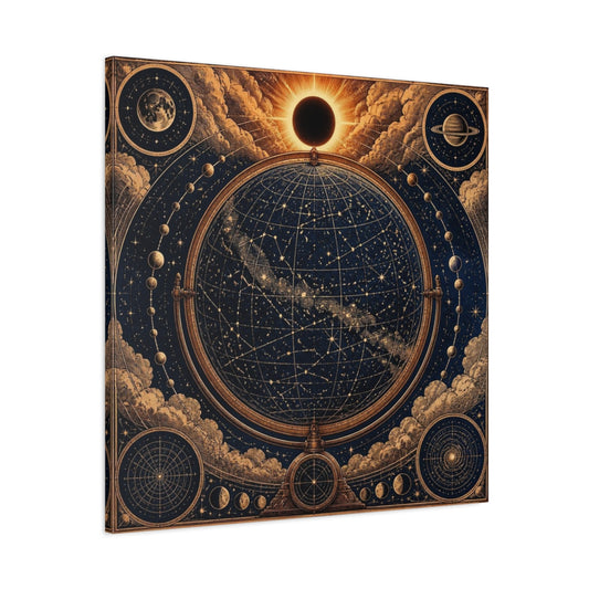 Main Mockup. Celestial Globe Star Map shown as canvas print