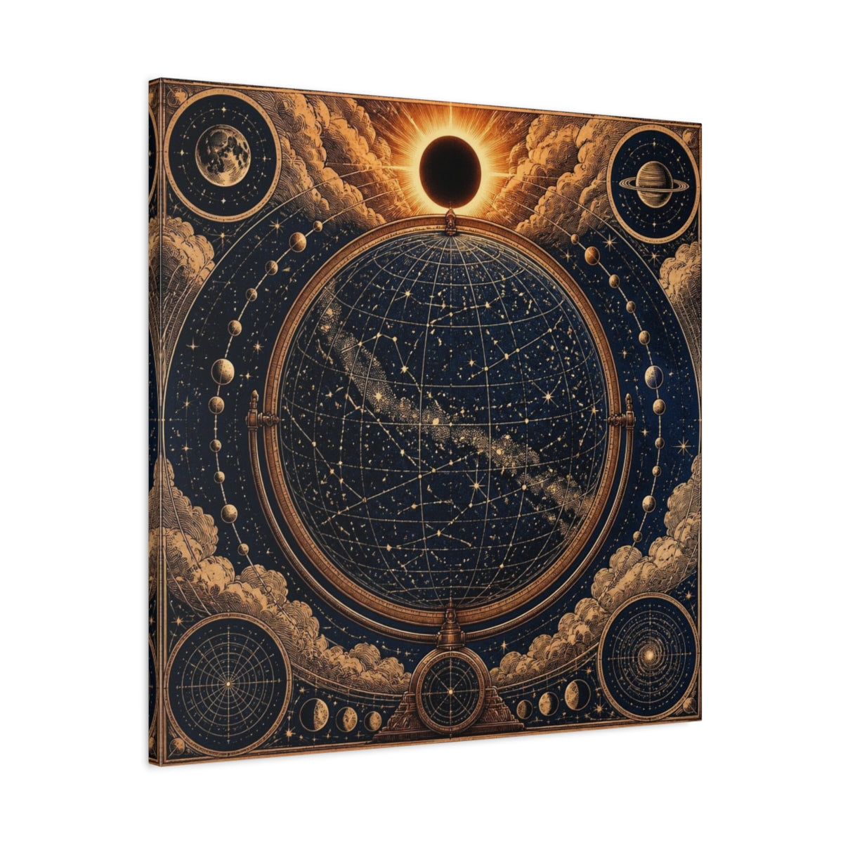 Side Mockup 3. Celestial Globe Star Map shown as canvas print
