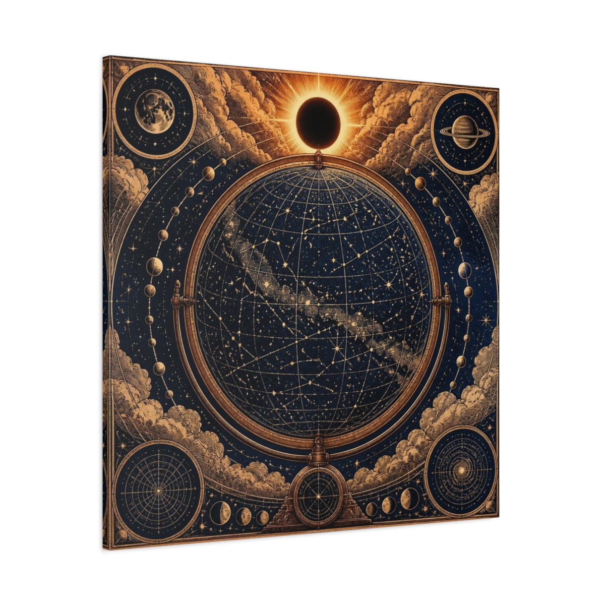 Side Mockup 1. Celestial Globe Star Map shown as canvas print
