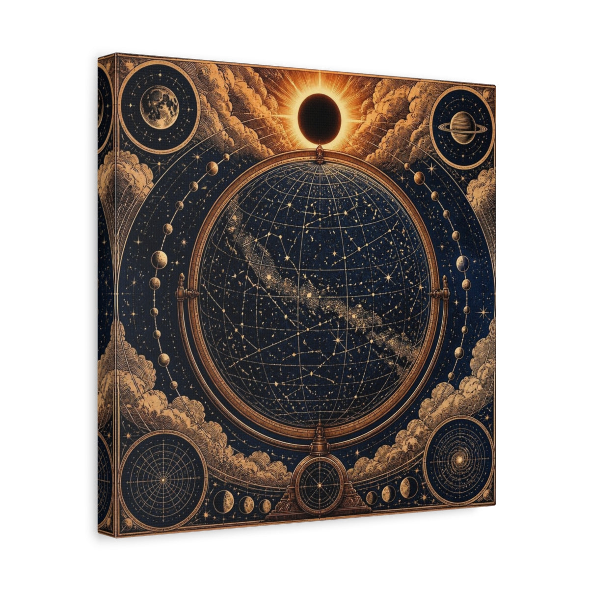 Side Mockup 7. Celestial Globe Star Map shown as canvas print