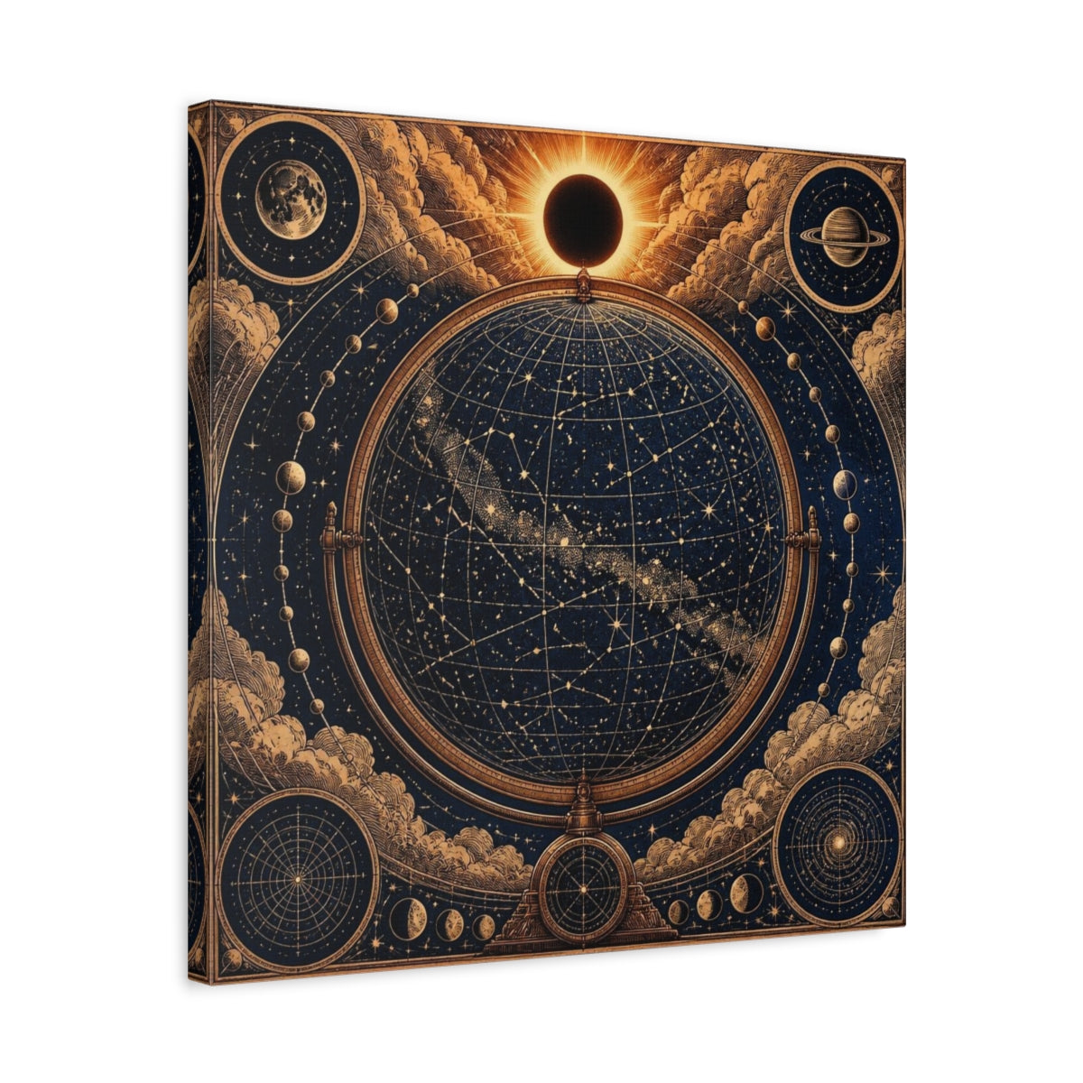 Side Mockup 5. Celestial Globe Star Map shown as canvas print