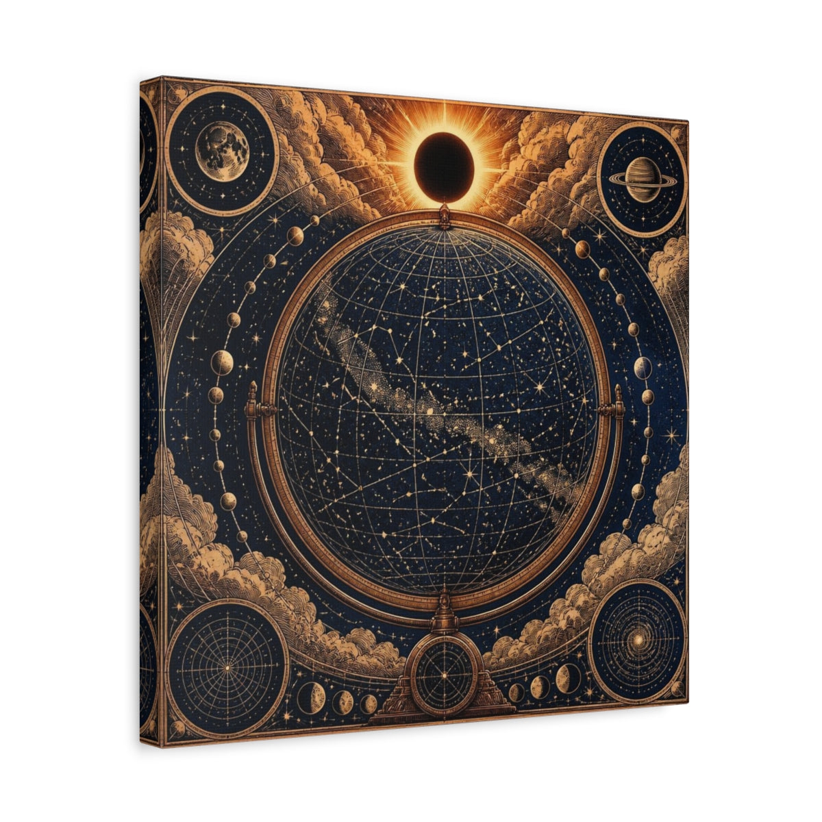 Side Mockup 6. Celestial Globe Star Map shown as canvas print