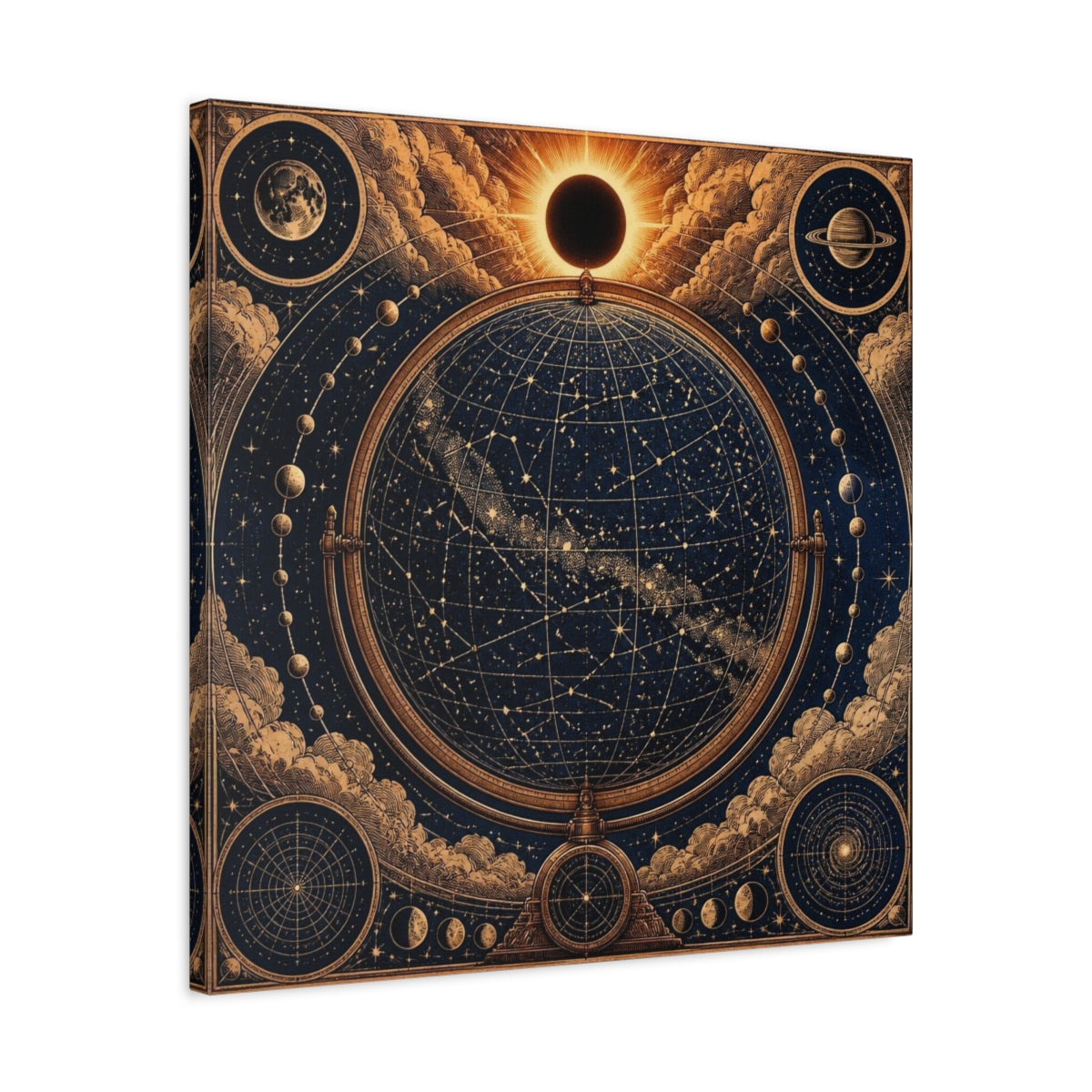 Side Mockup 4. Celestial Globe Star Map shown as canvas print