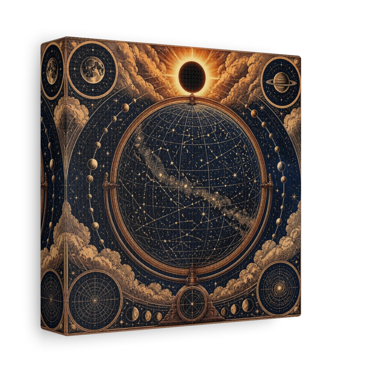 Side Mockup 2. Celestial Globe Star Map shown as canvas print
