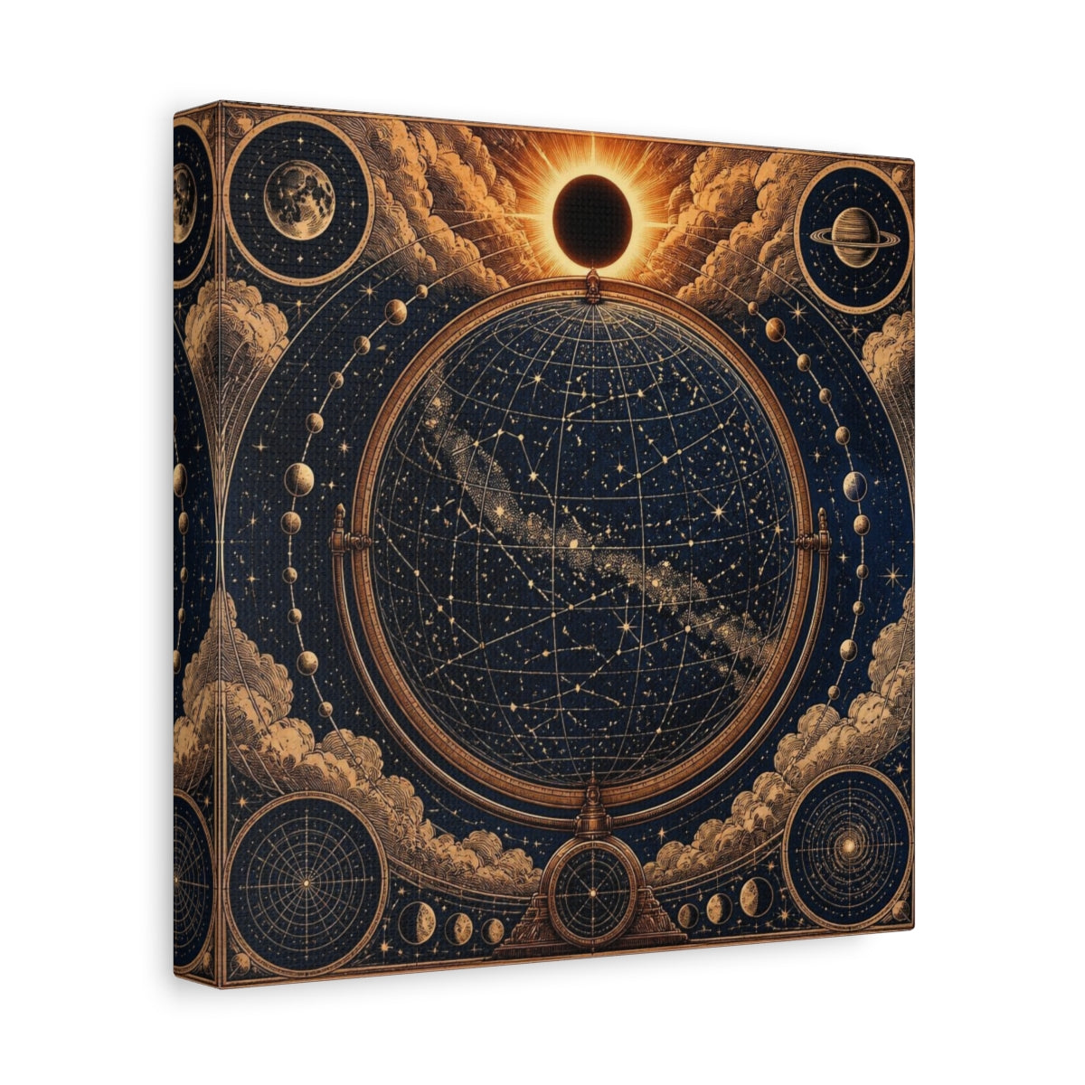 Side Mockup 9. Celestial Globe Star Map shown as canvas print