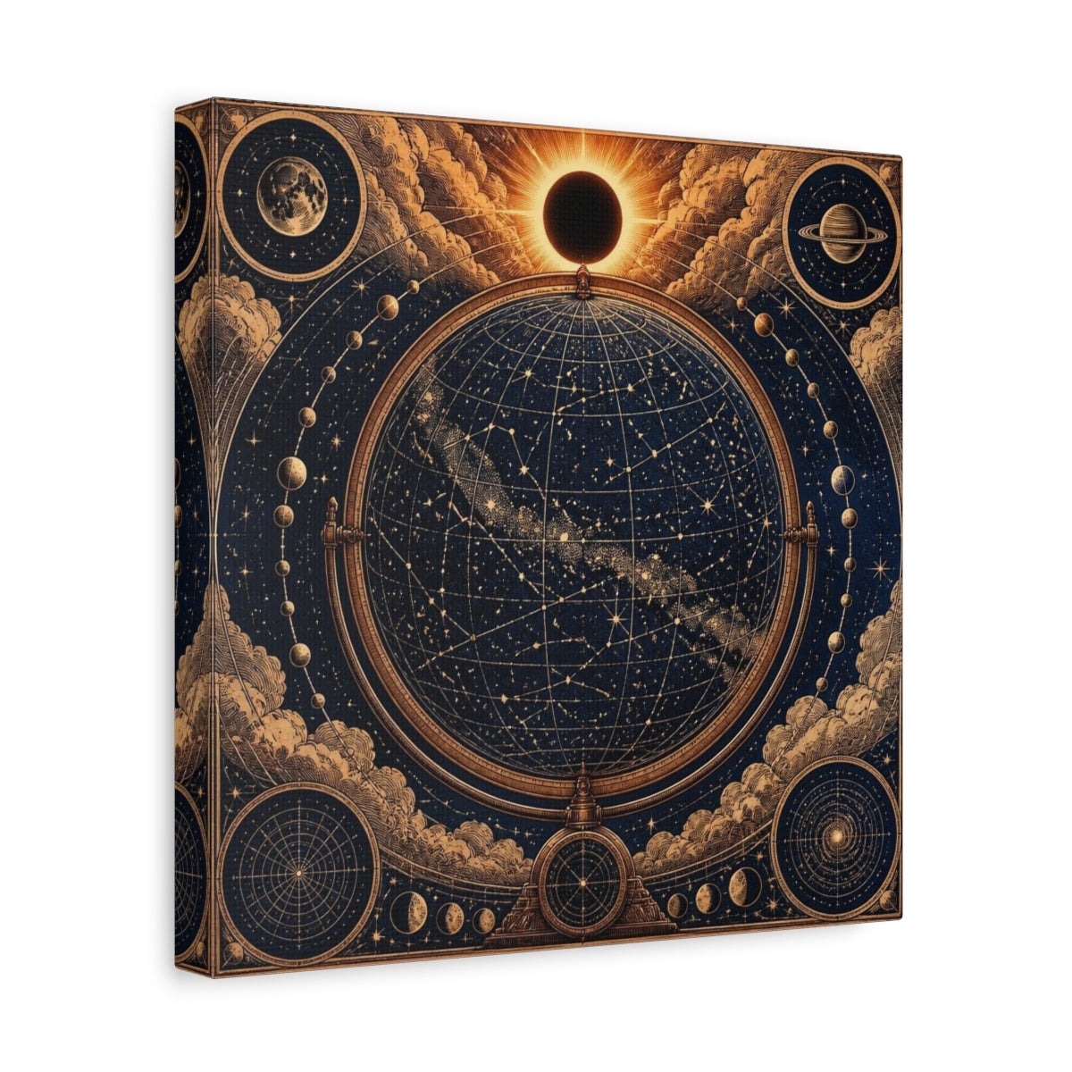 Side Mockup 8. Celestial Globe Star Map shown as canvas print