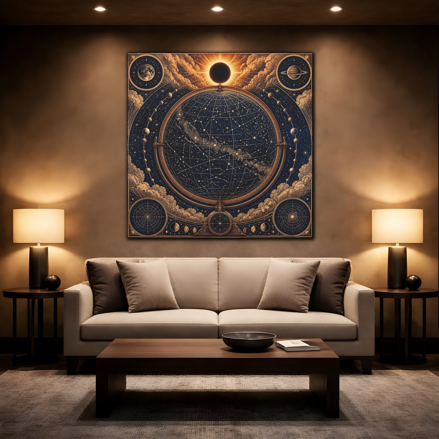 Mockup 2. Celestial Globe Star Map shown as canvas print