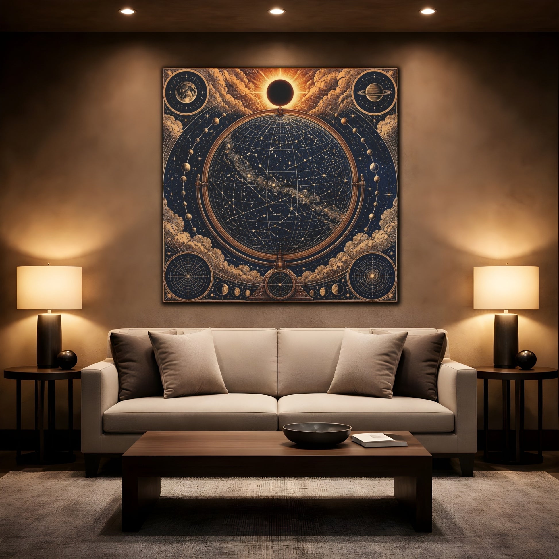 Mockup 2. Celestial Globe Star Map shown as canvas print