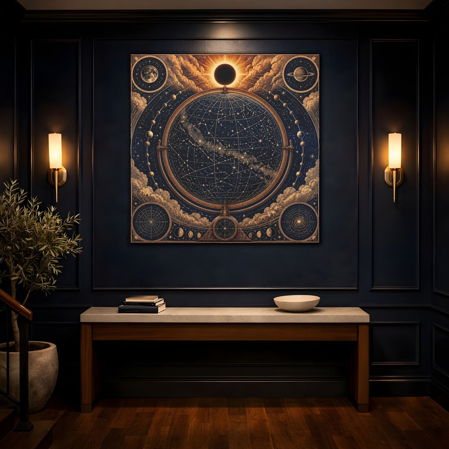 Mockup 4. Celestial Globe Star Map shown as canvas print