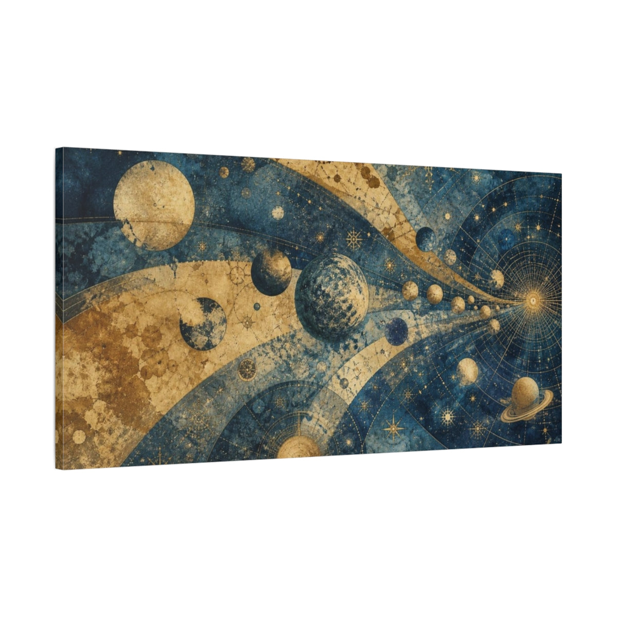 Main Mockup. Celestial Planet Map shown as canvas print