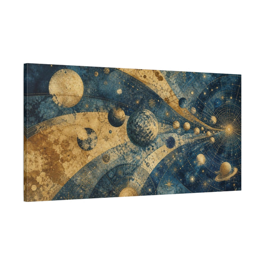 Main Mockup. Celestial Planet Map shown as canvas print