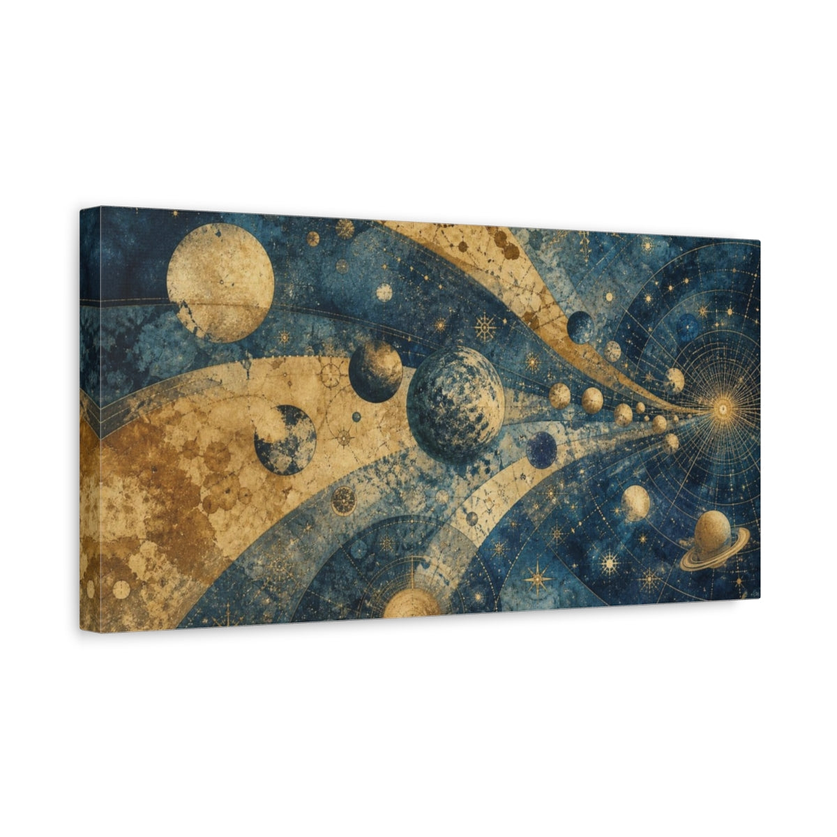 Side Mockup 3. Celestial Planet Map shown as canvas print