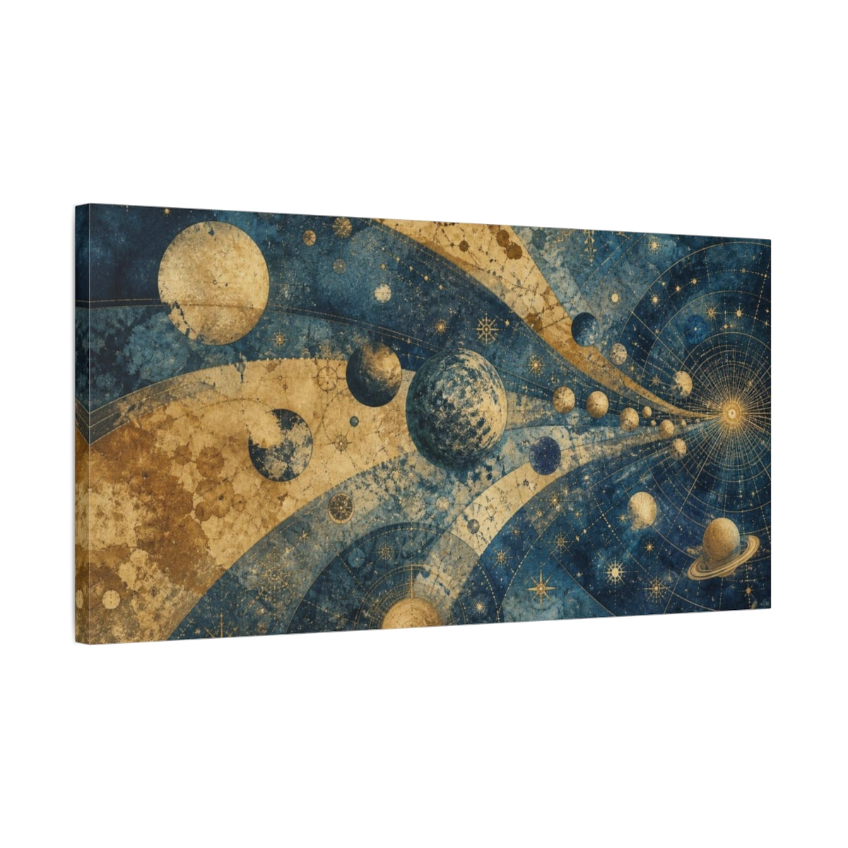 Side Mockup 1. Celestial Planet Map shown as canvas print