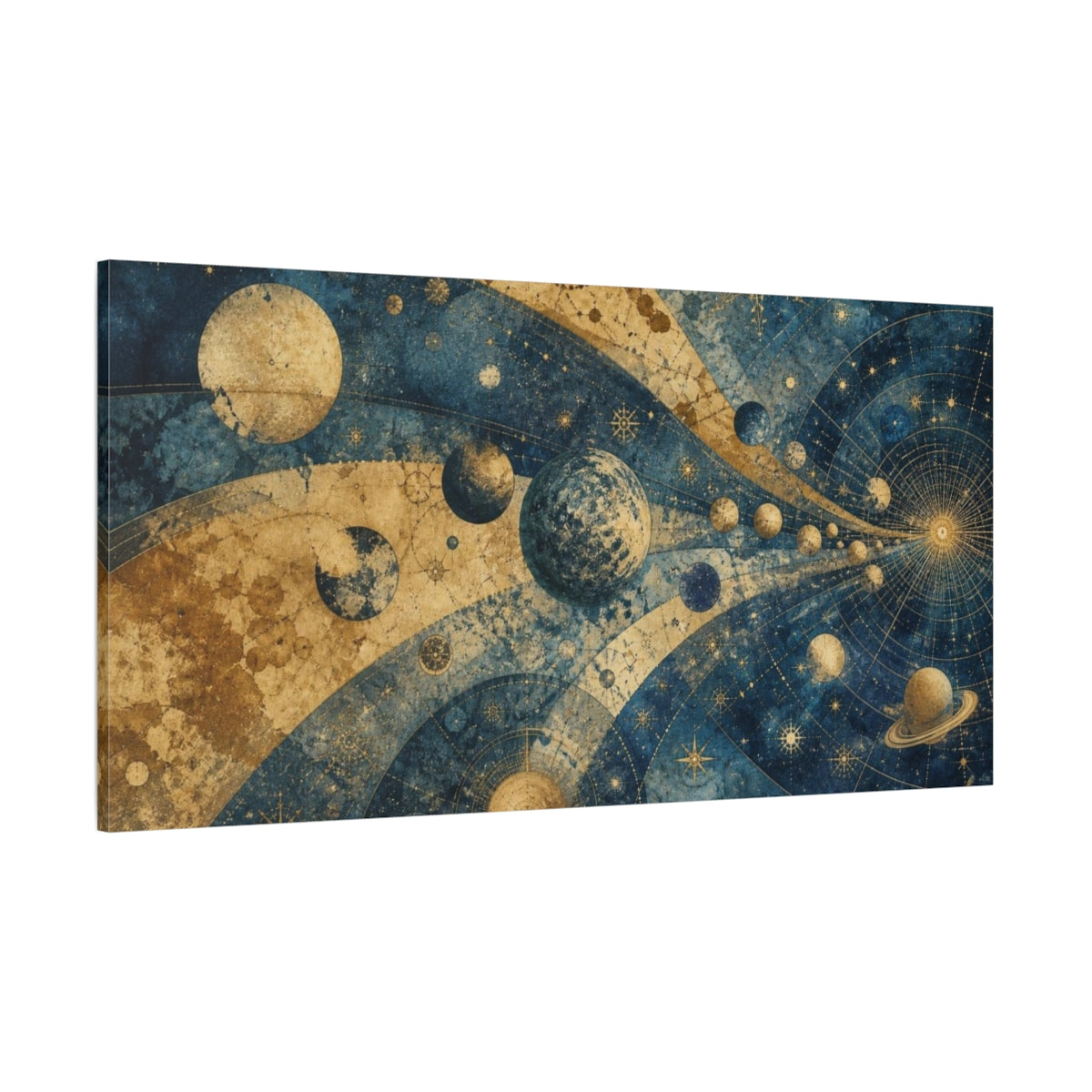 Side Mockup 2. Celestial Planet Map shown as canvas print