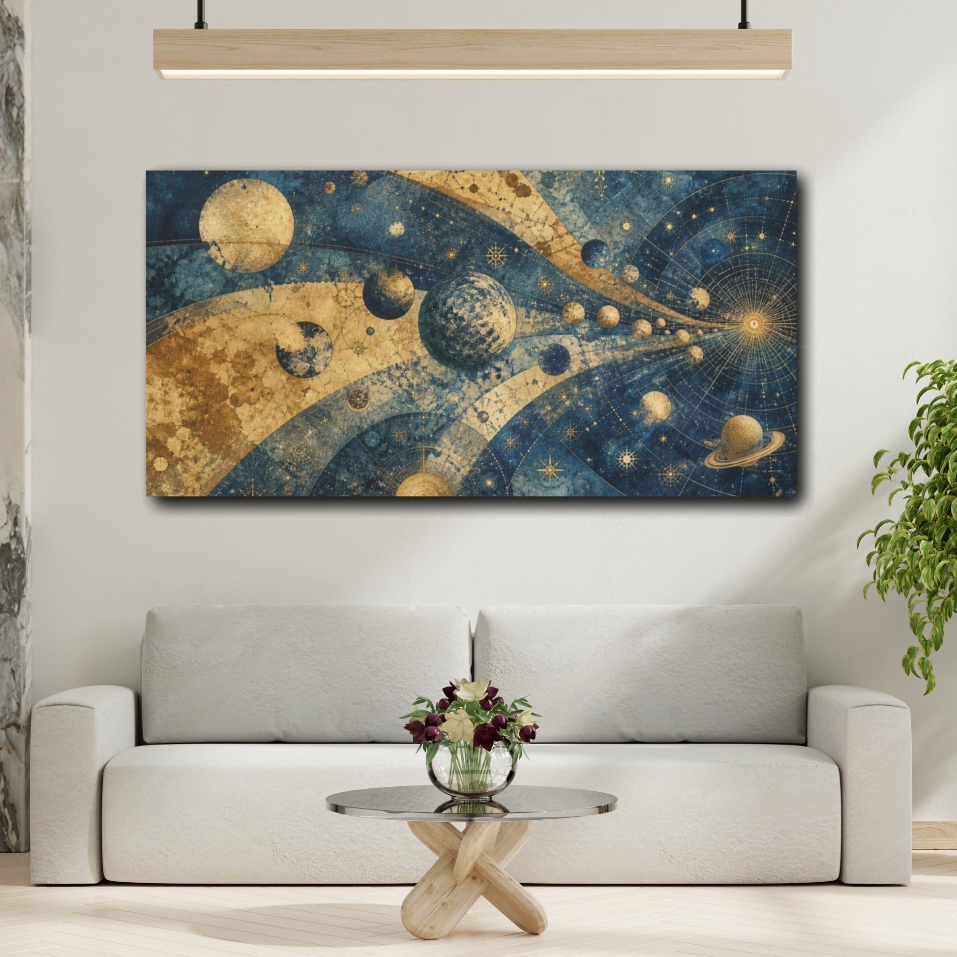 Mockup 2. Celestial Planet Map shown as canvas print