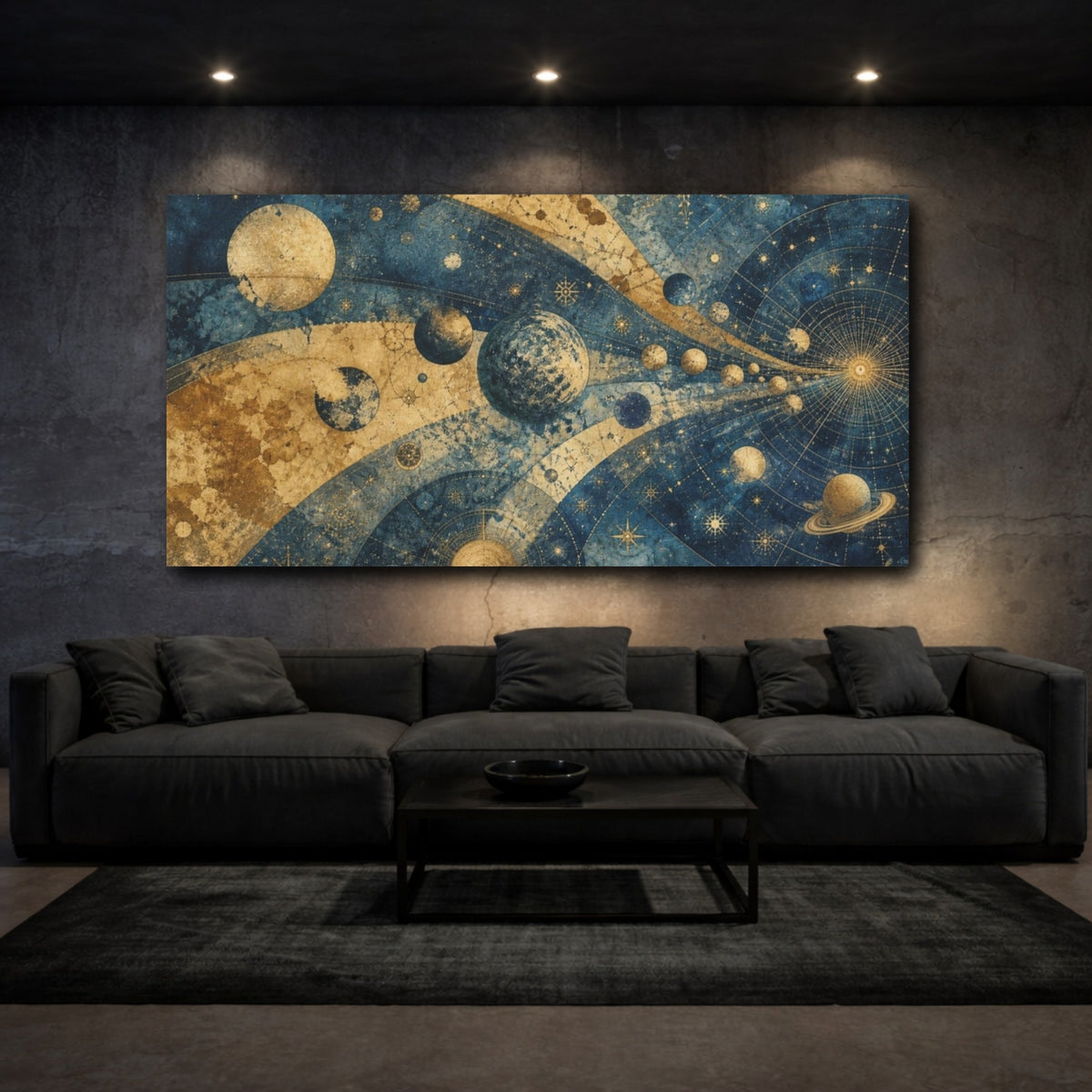 Mockup 3. Celestial Planet Map shown as canvas print