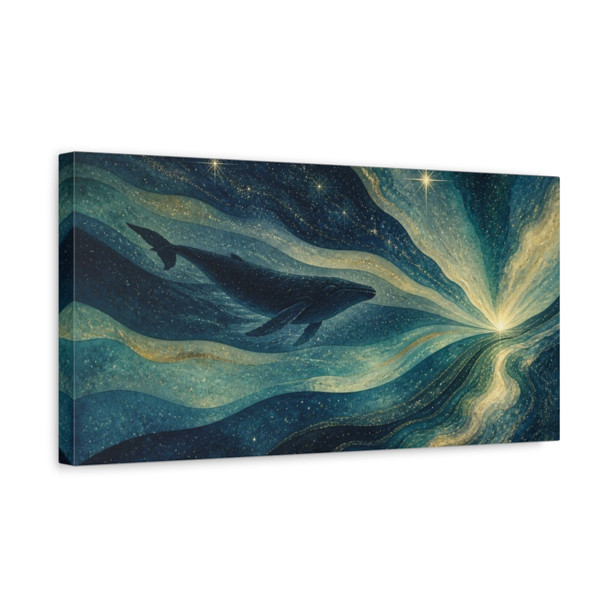Side Mockup 3. Celestial Whale shown as canvas print