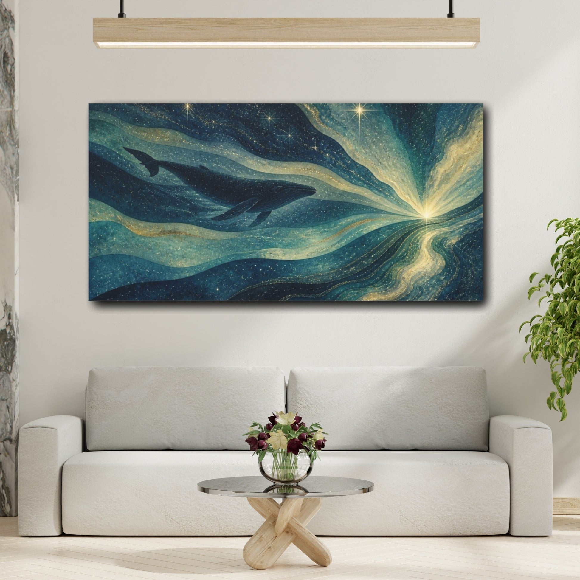 Mockup 2. Celestial Whale shown as canvas print