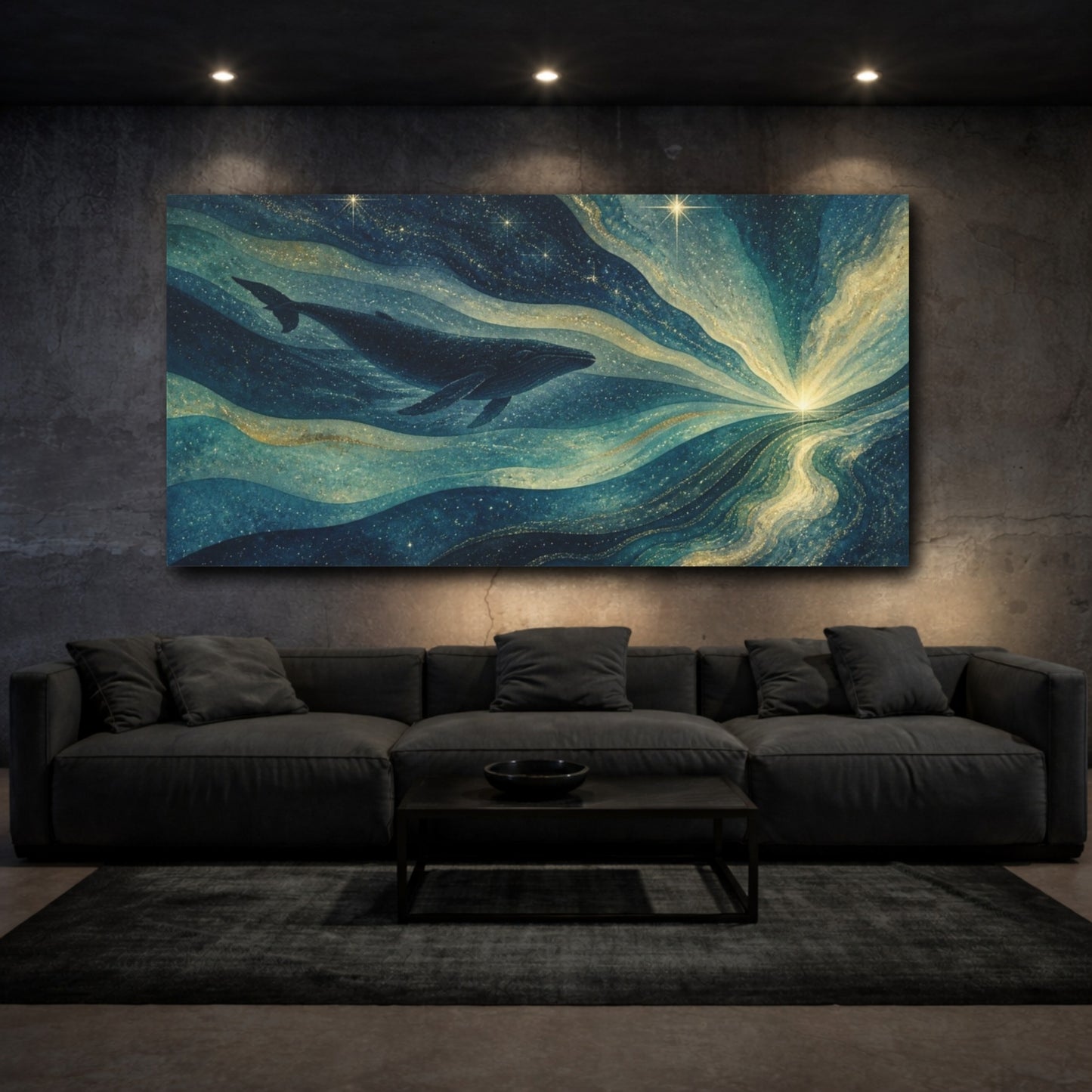 Mockup 3. Celestial Whale shown as canvas print