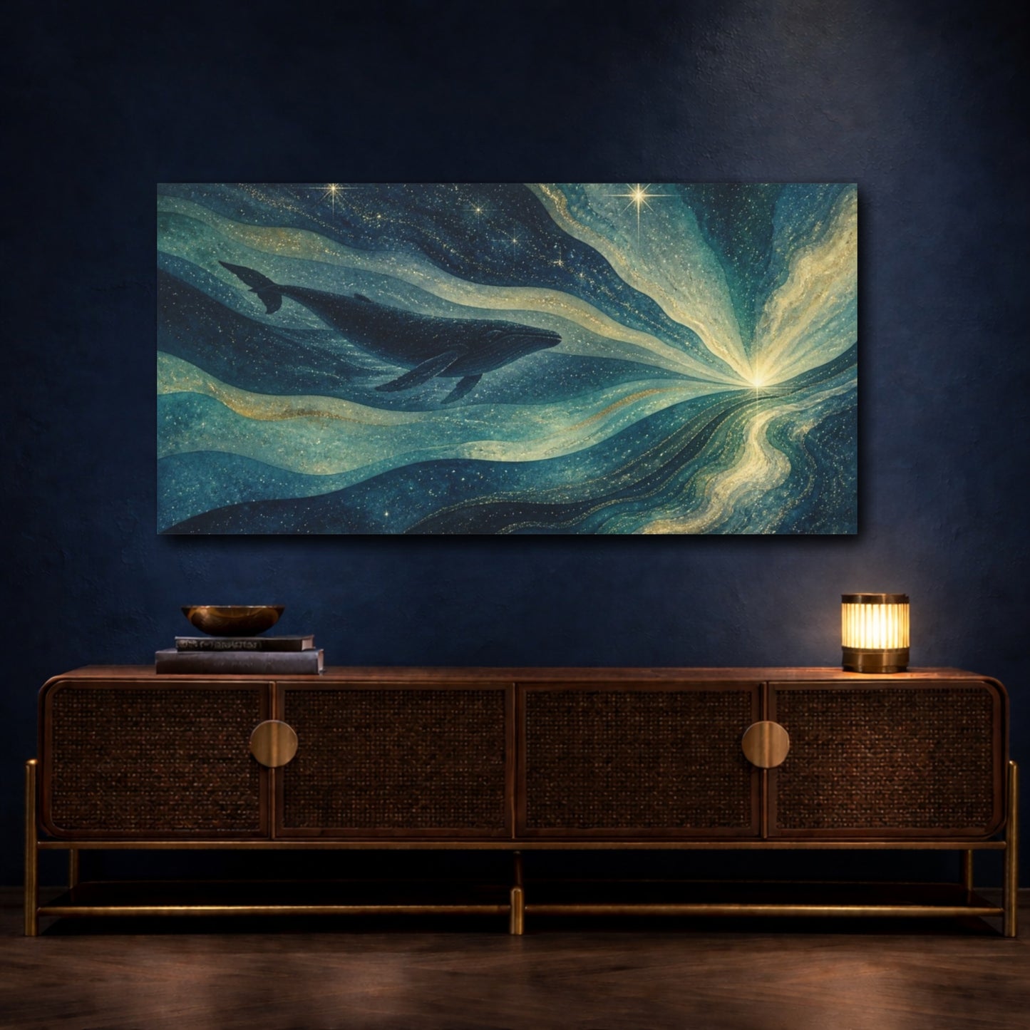 Mockup 4. Celestial Whale shown as canvas print