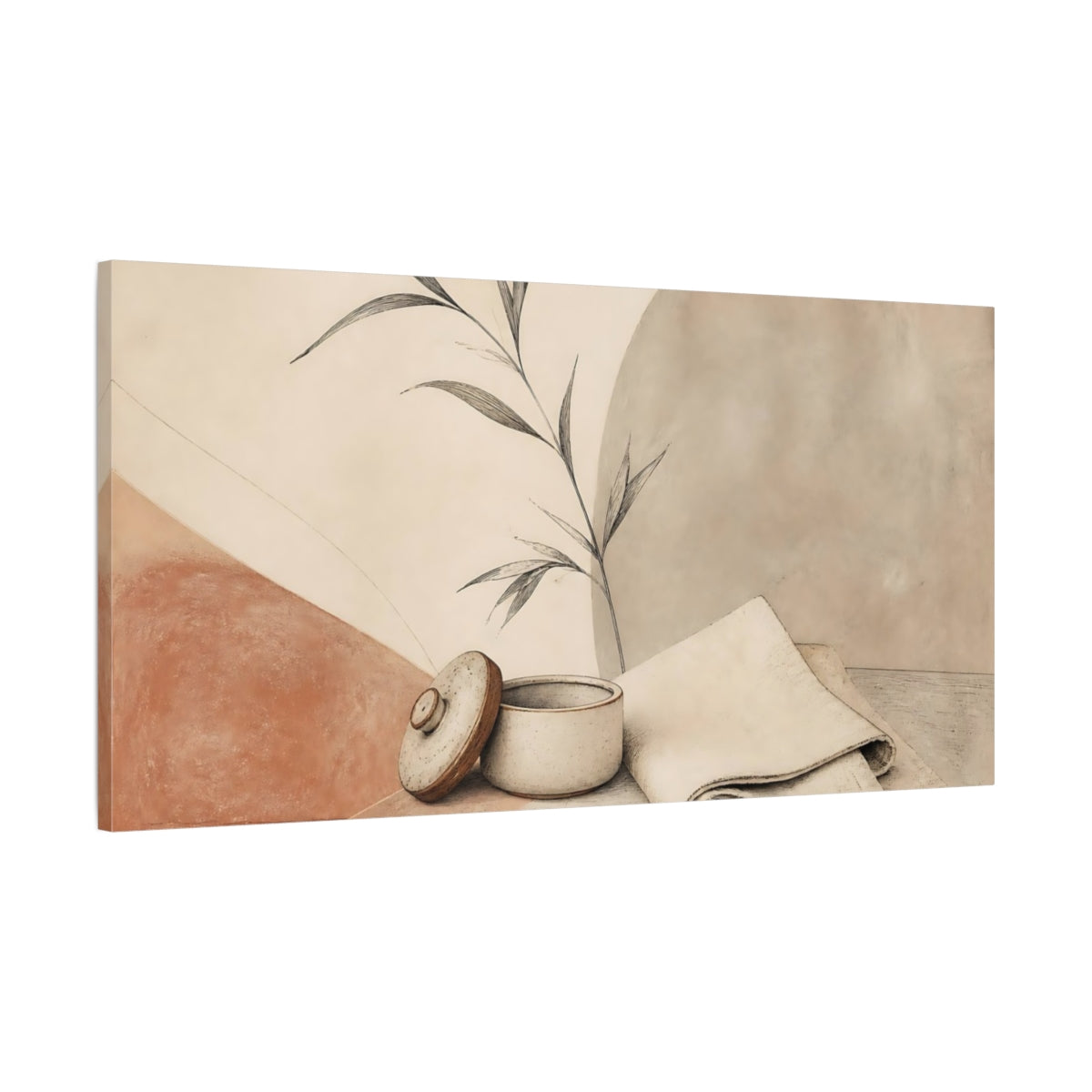 Main Mockup. Ceramic Jar With Linen shown as canvas print