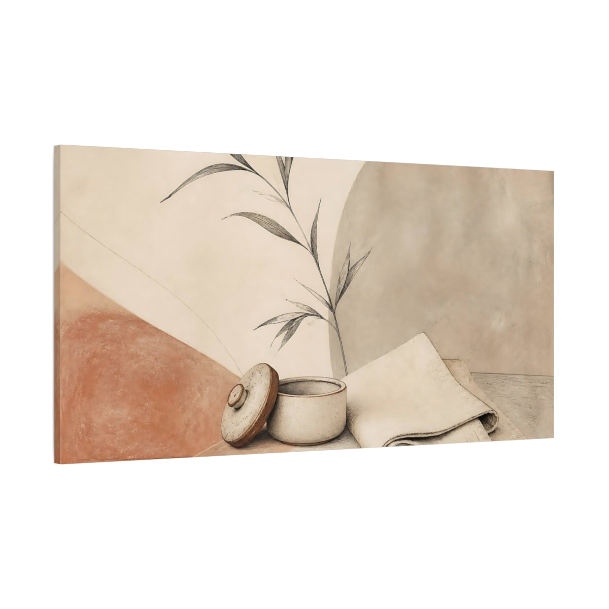 Side Mockup 2. Ceramic Jar With Linen shown as canvas print