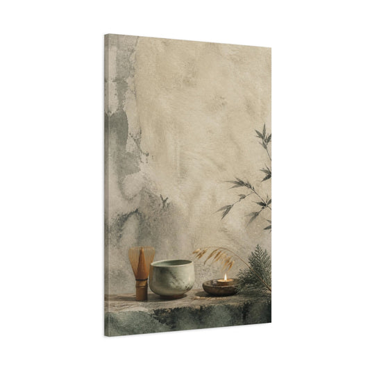 Main Mockup. Ceramic Tea Bowl Still Life shown as canvas print