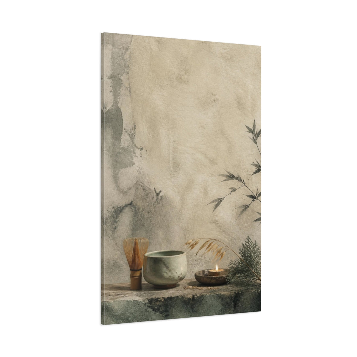 Side Mockup 1. Ceramic Tea Bowl Still Life shown as canvas print