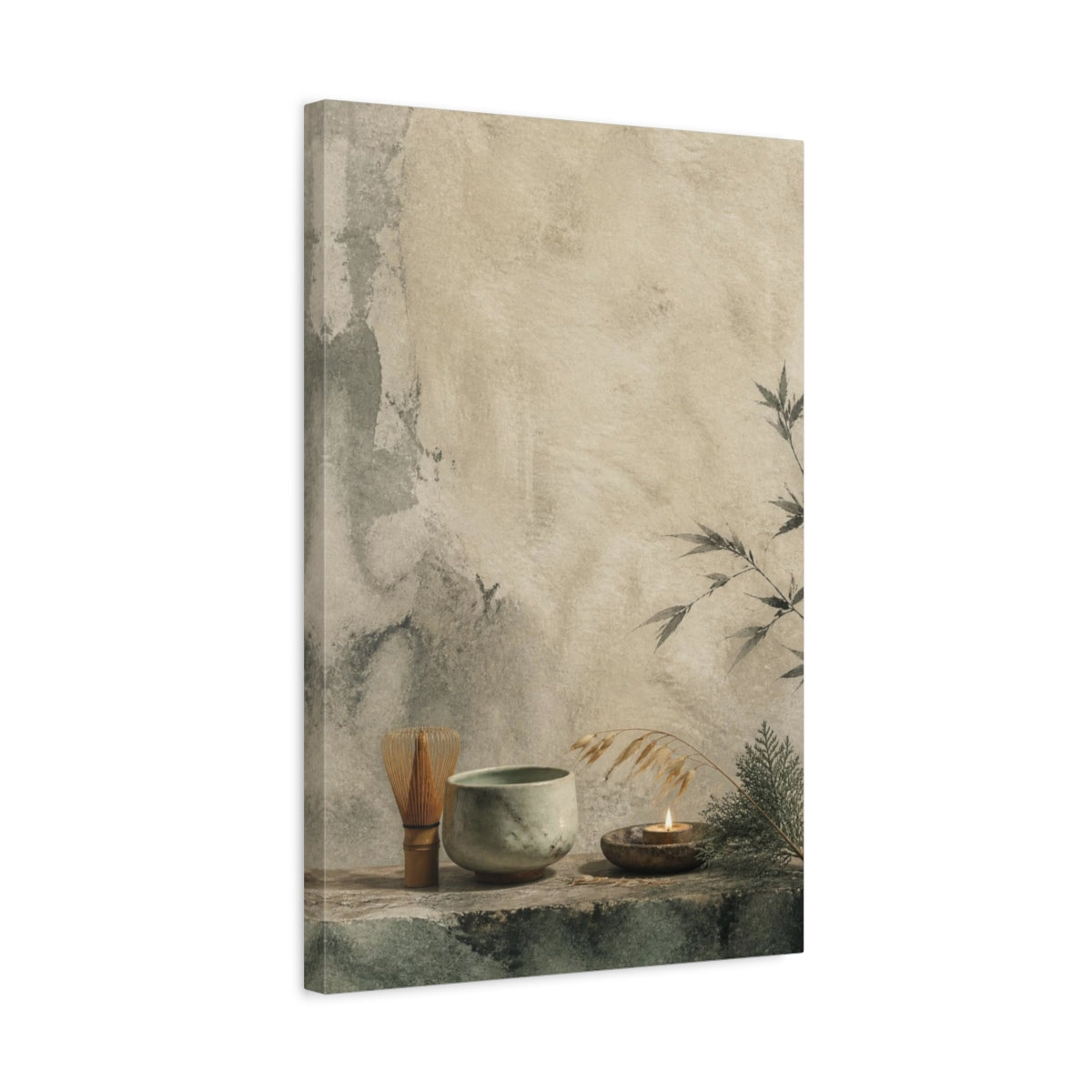 Side Mockup 3. Ceramic Tea Bowl Still Life shown as canvas print