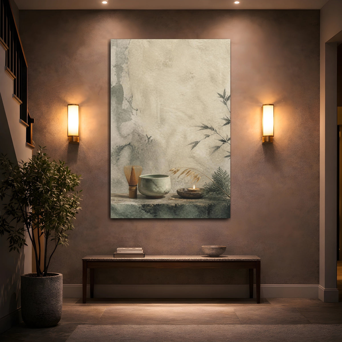 Mockup 2. Ceramic Tea Bowl Still Life shown as canvas print
