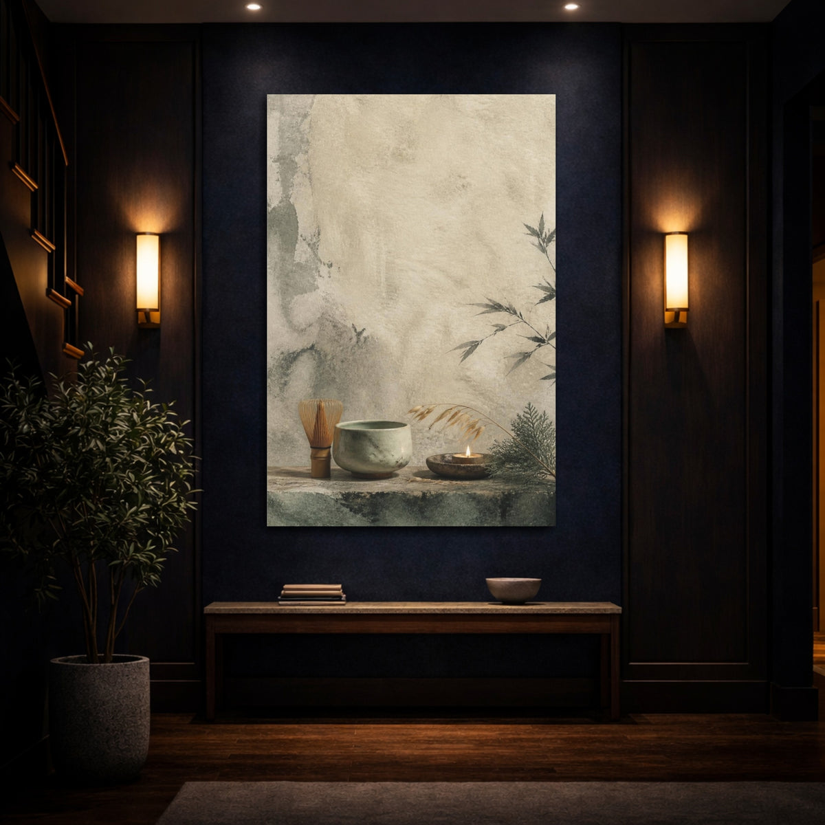 Mockup 4. Ceramic Tea Bowl Still Life shown as canvas print