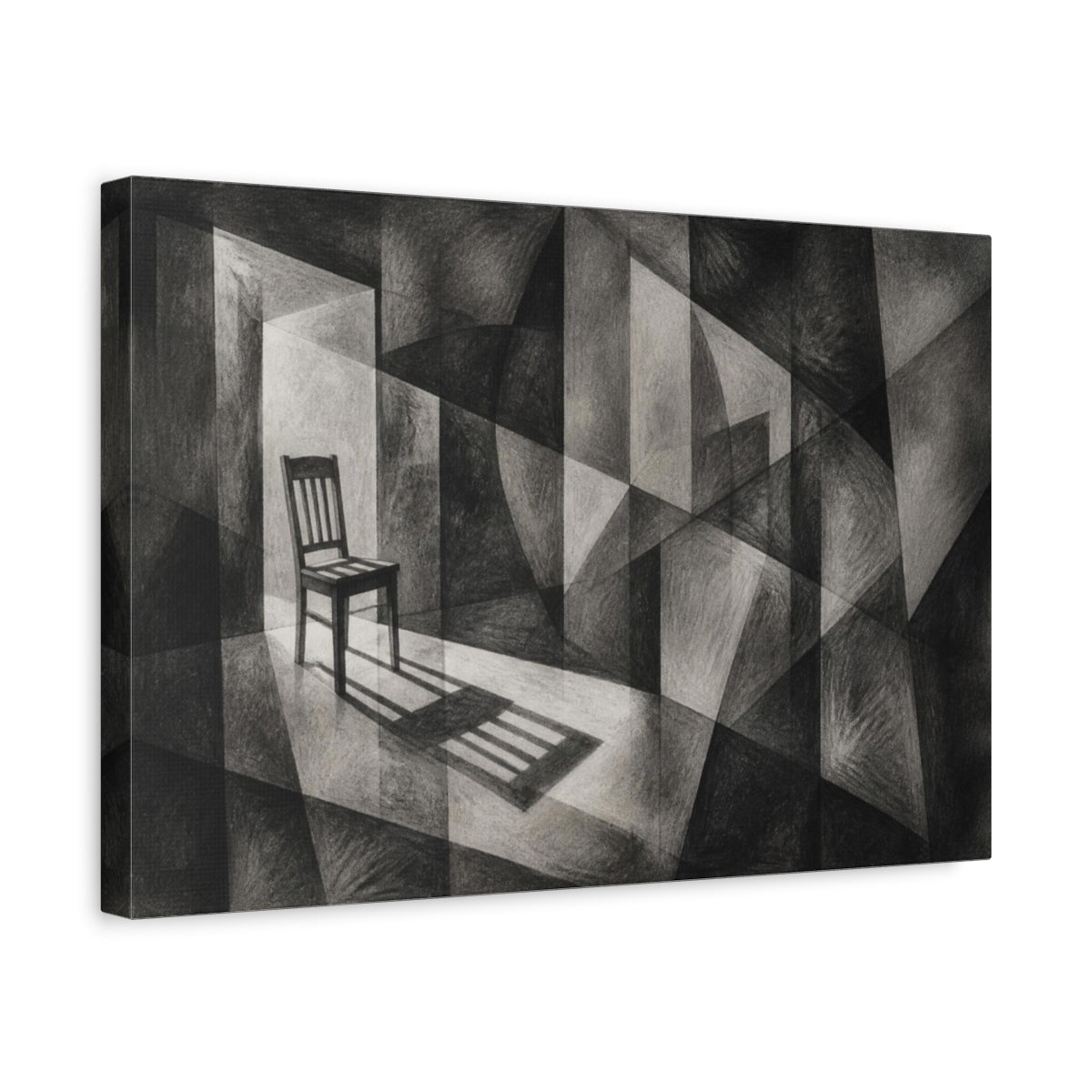 Side Mockup 4. Chair Shadow Illusion shown as canvas print