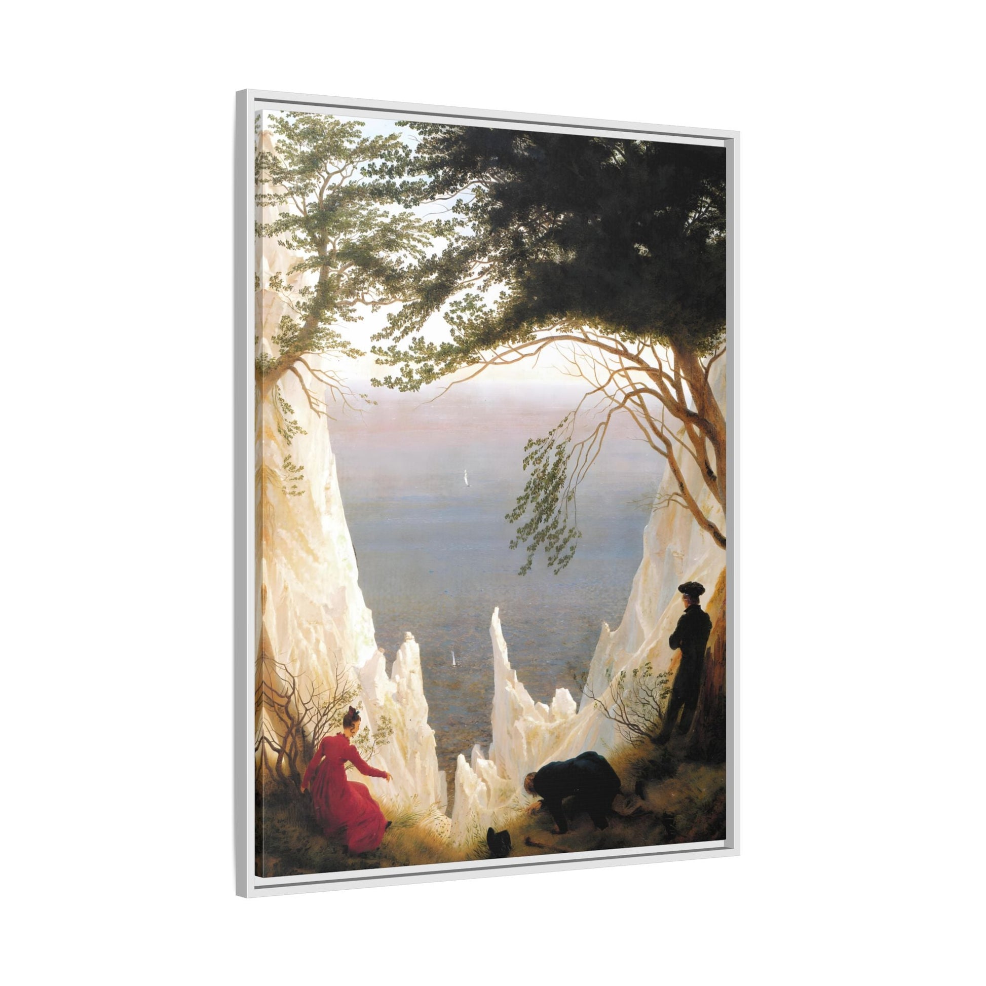 Chalk Cliffs Canvas Print - Caspar Friedrich Classic Romanticism Wall Art in Exclusive Frame