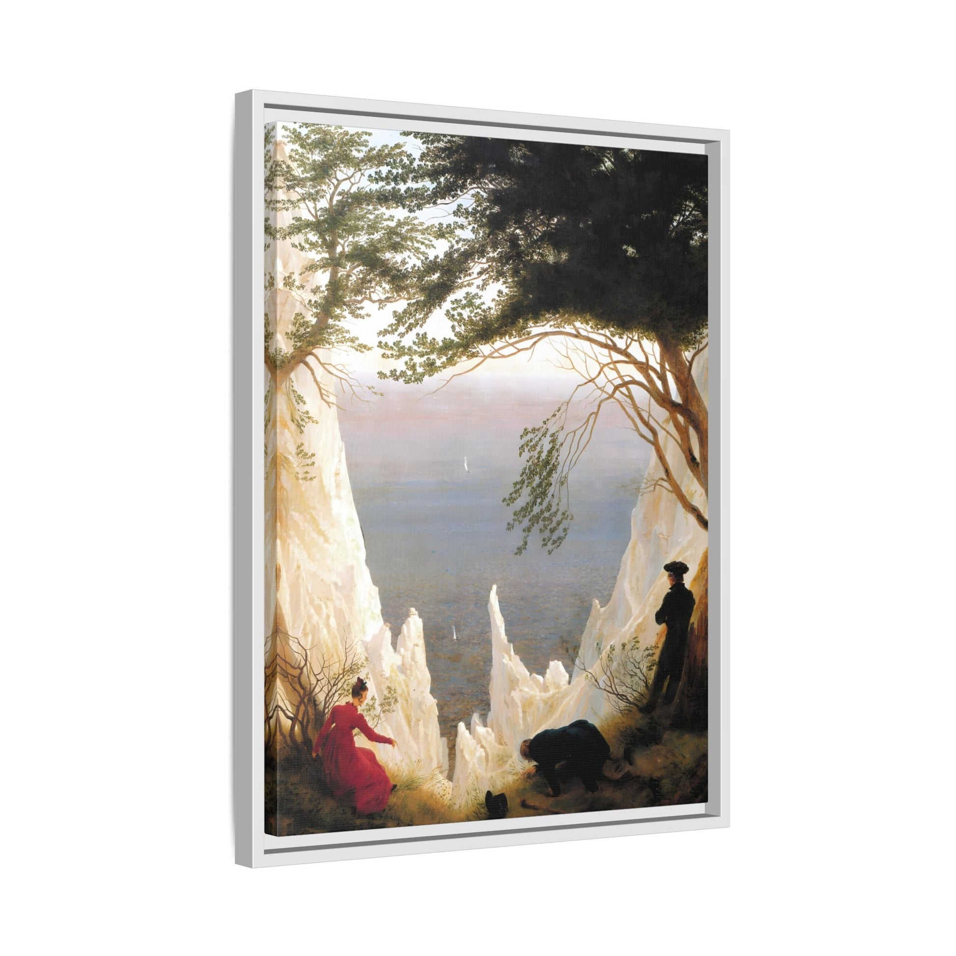 Chalk Cliffs Canvas Print - Caspar Friedrich Classic Romanticism Wall Art in Exclusive Frame