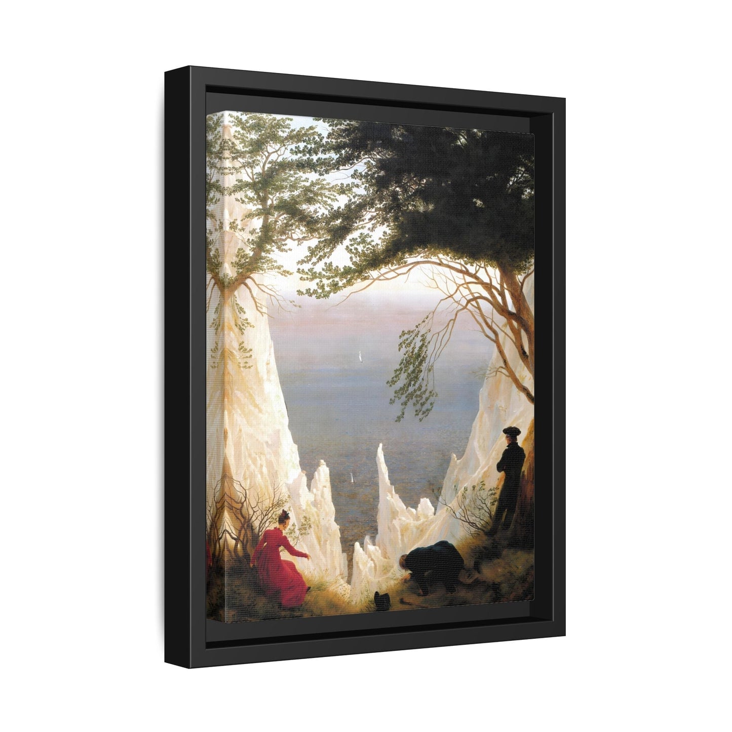 Chalk Cliffs Canvas Print - Caspar Friedrich Classic Romanticism Wall Art in Exclusive Frame