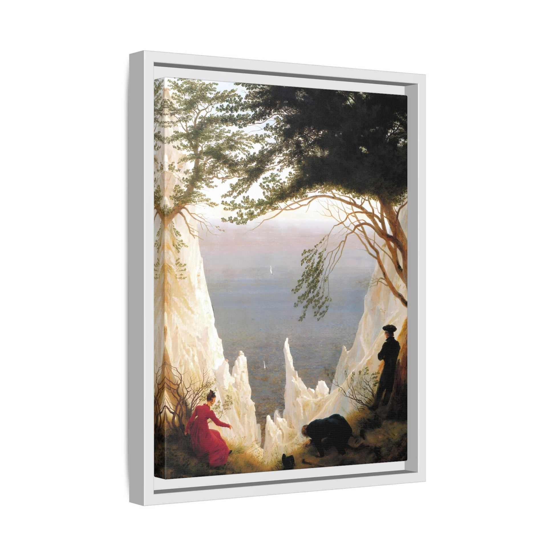 Chalk Cliffs Canvas Print - Caspar Friedrich Classic Romanticism Wall Art in Exclusive Frame