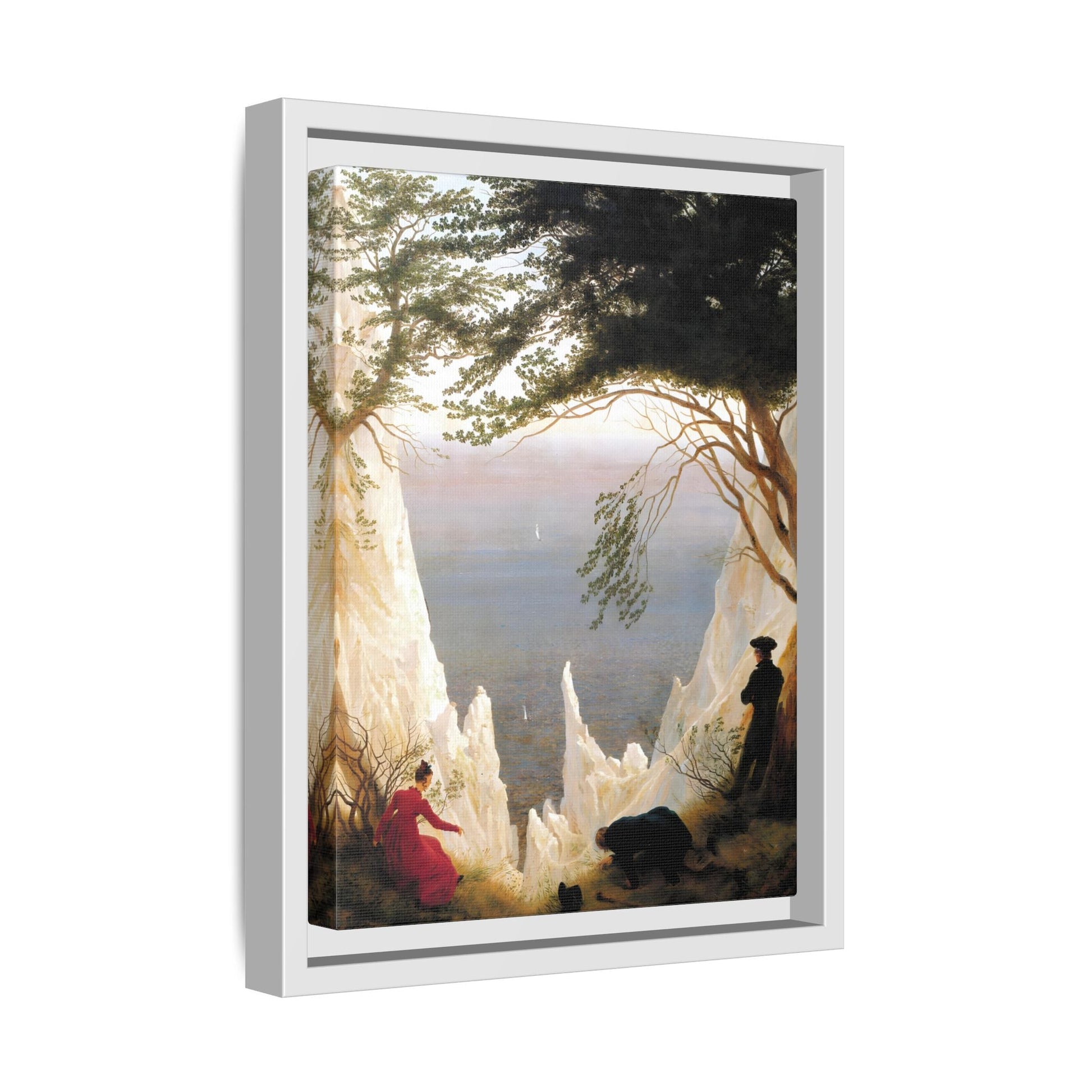 Chalk Cliffs Canvas Print - Caspar Friedrich Classic Romanticism Wall Art in Exclusive Frame