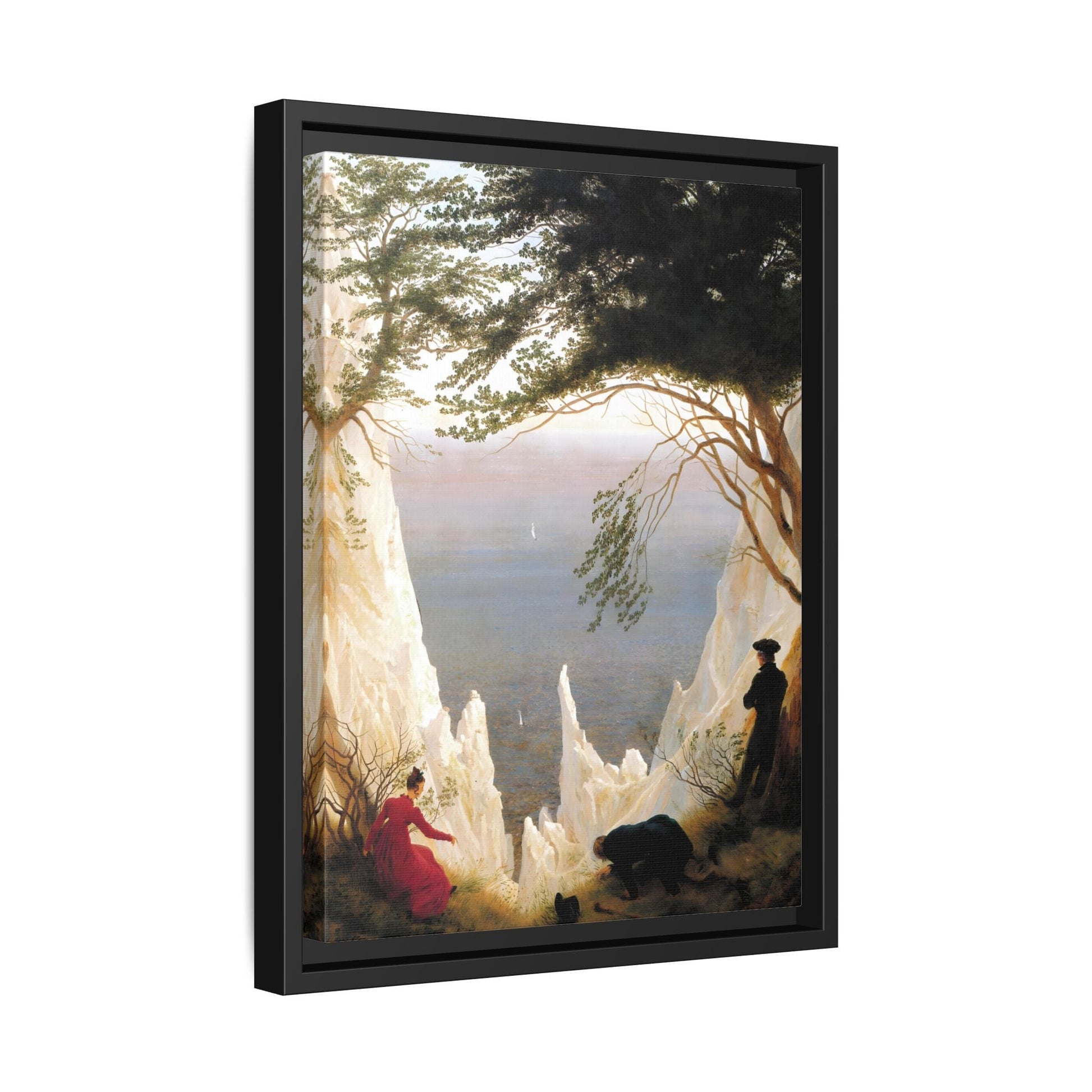 Chalk Cliffs Canvas Print - Caspar Friedrich Classic Romanticism Wall Art in Exclusive Frame