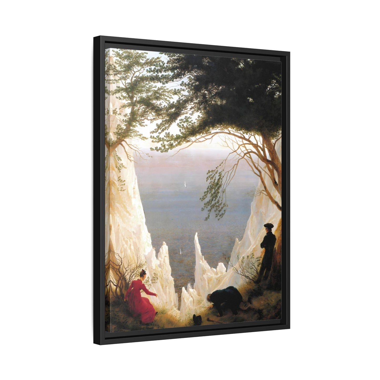 Chalk Cliffs Canvas Print - Caspar Friedrich Classic Romanticism Wall Art in Exclusive Frame