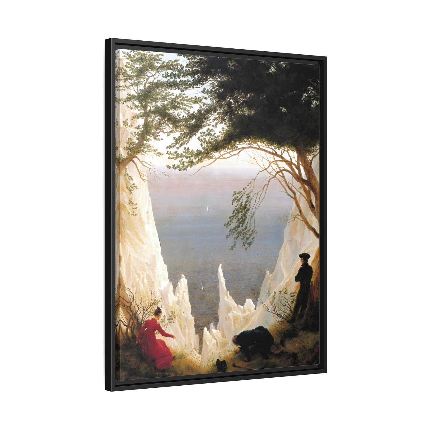 Chalk Cliffs Canvas Print - Caspar Friedrich Classic Romanticism Wall Art in Exclusive Frame