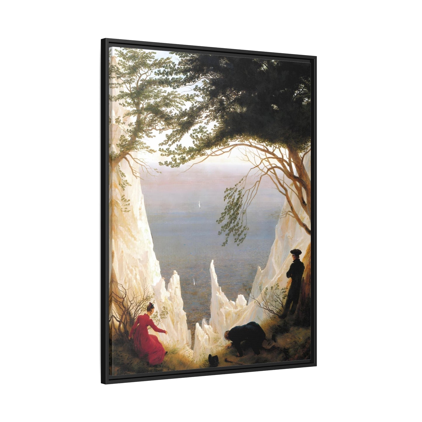 Chalk Cliffs Canvas Print - Caspar Friedrich Classic Romanticism Wall Art in Exclusive Frame