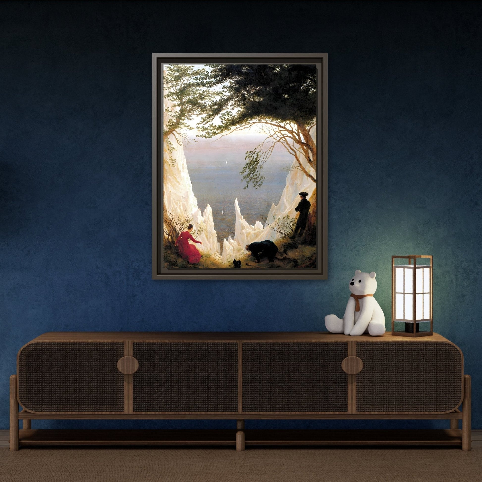 Chalk Cliffs Canvas Print - Caspar Friedrich Classic Romanticism Wall Art in Exclusive Frame - YesArtYes
