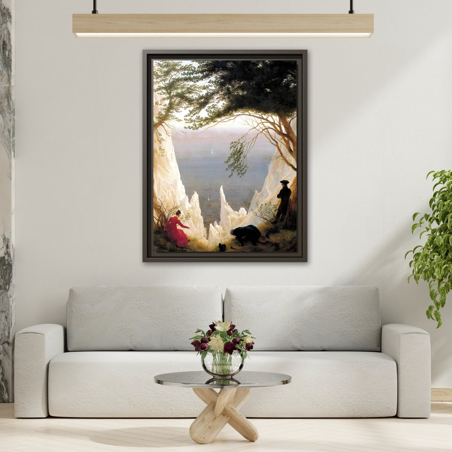 Chalk Cliffs Canvas Print - Caspar Friedrich Classic Romanticism Wall Art in Exclusive Frame