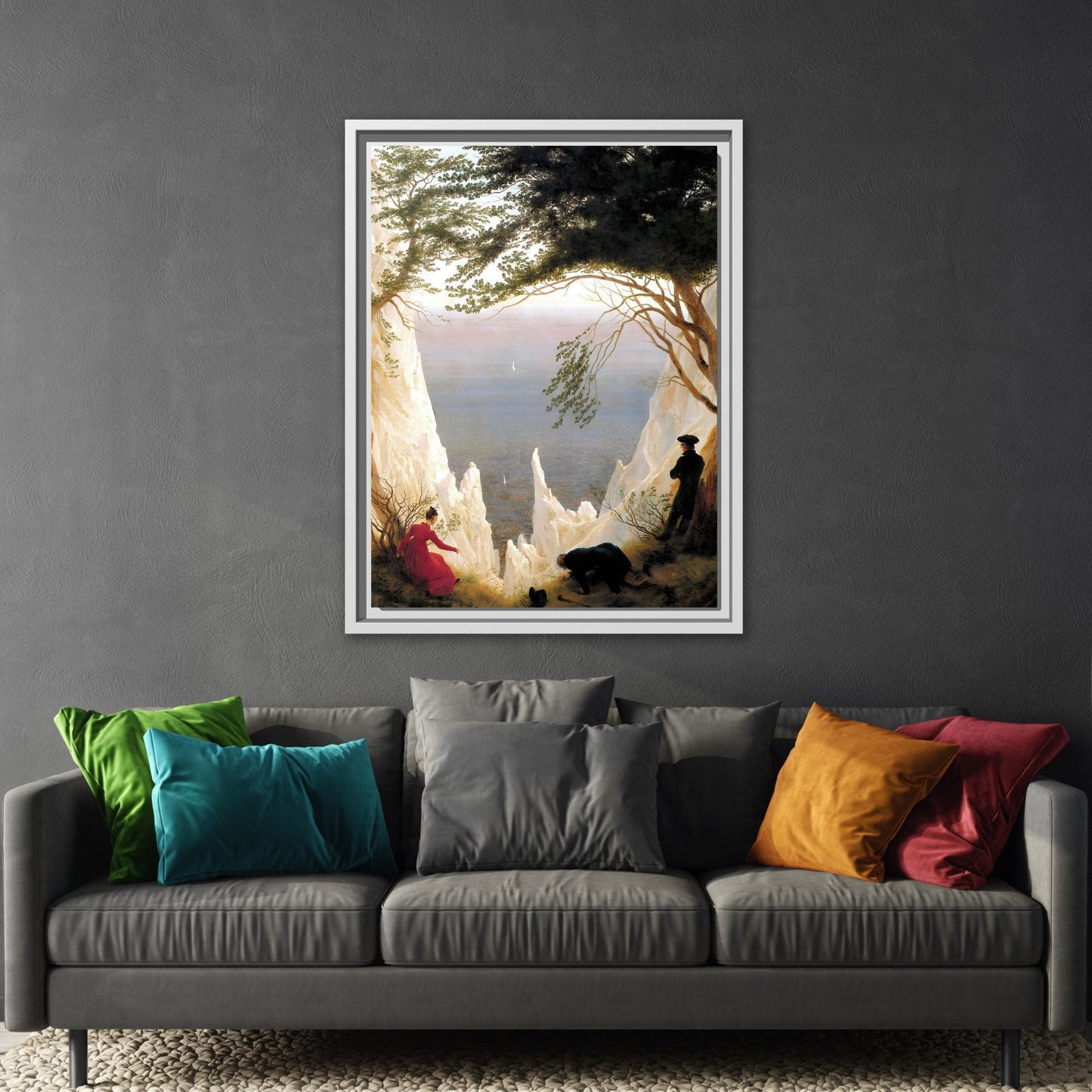 Chalk Cliffs Canvas Print - Caspar Friedrich Classic Romanticism Wall Art in Exclusive Frame