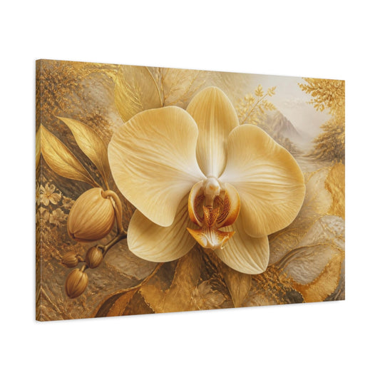 Main Mockup. Champagne Orchid With Gold Texture shown as canvas print